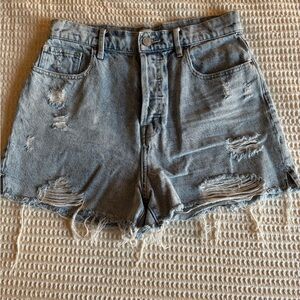 PacSun Blue Distressed High Rise Icon Jean Shorts - 29